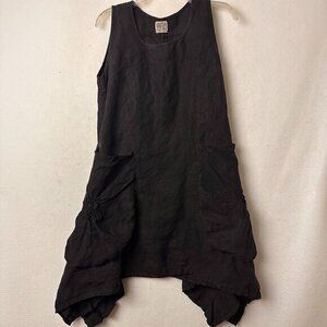 Completo Lino‎ by Arthurio Dress Womens small black lagenlook artsy asymmetrical